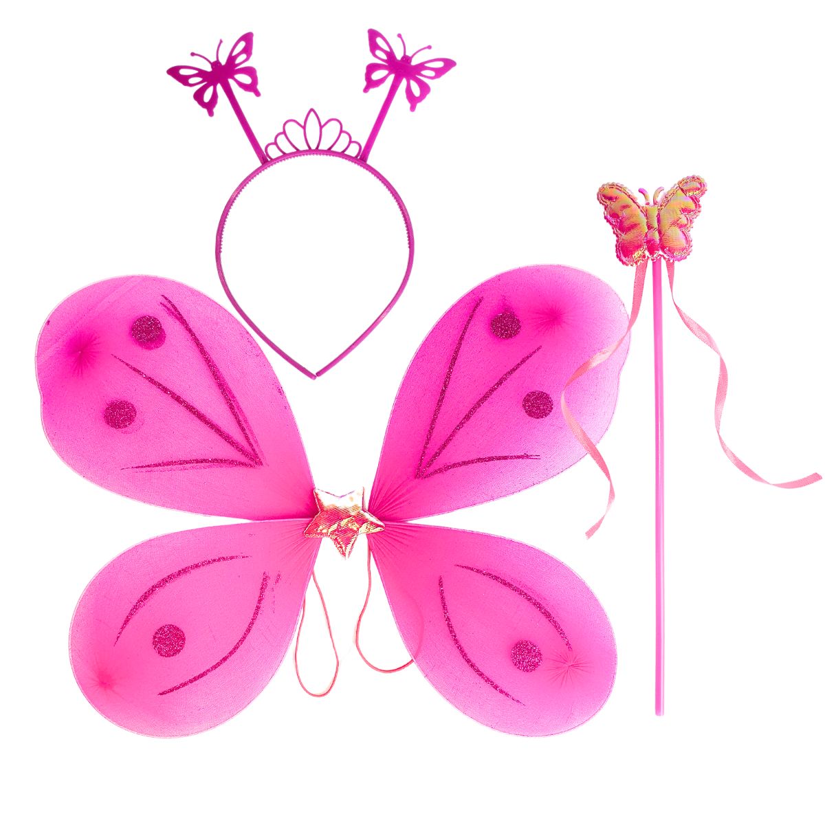Kit Asa de Borboleta Acessórios Fantasia Carnaval Rosa Escuro Kit Asa de Borboleta Acessórios Fantasia Carnaval Rosa Escuro